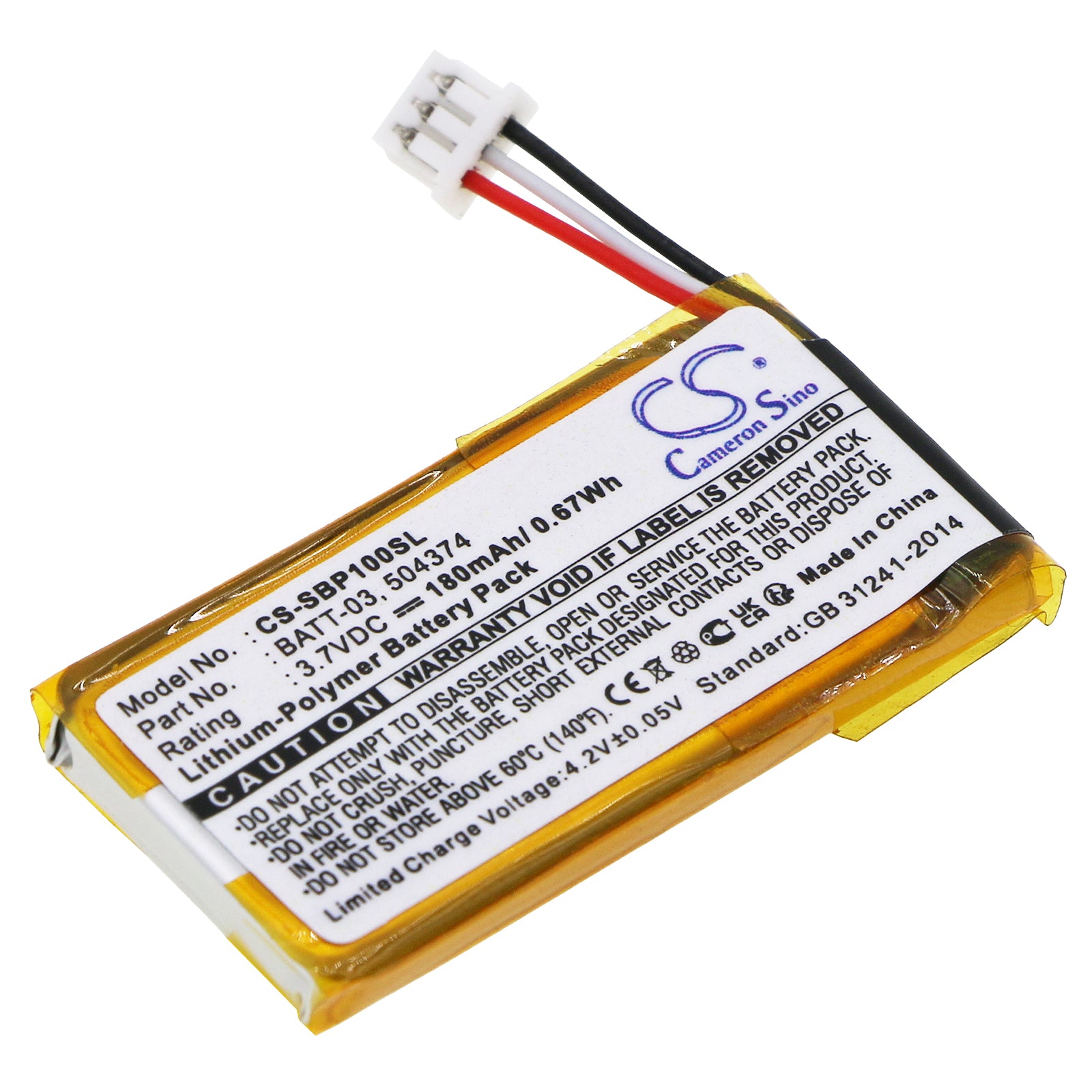 180mAh Replacement Battery for Sennheiser OfficeRunner, DW Pro Series & ADAPT 230 Headsets - 3.7V Li-Polymer
