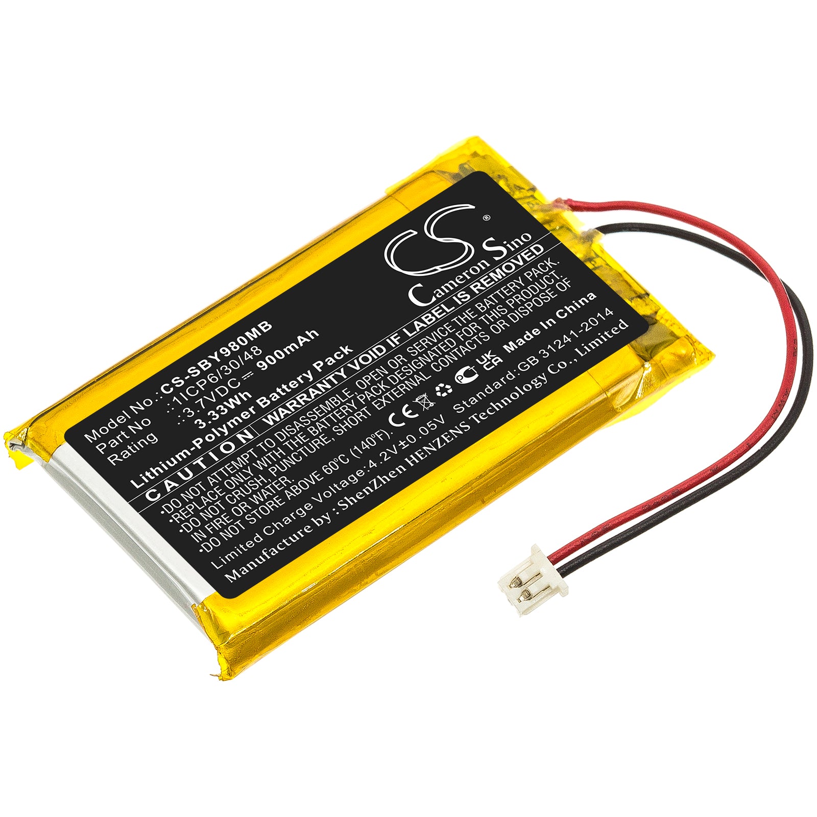900mAh Replacement Battery for Sanitas SBY 98 Baby Monitor - 3.7V Li-Polymer, Long-Life Power
