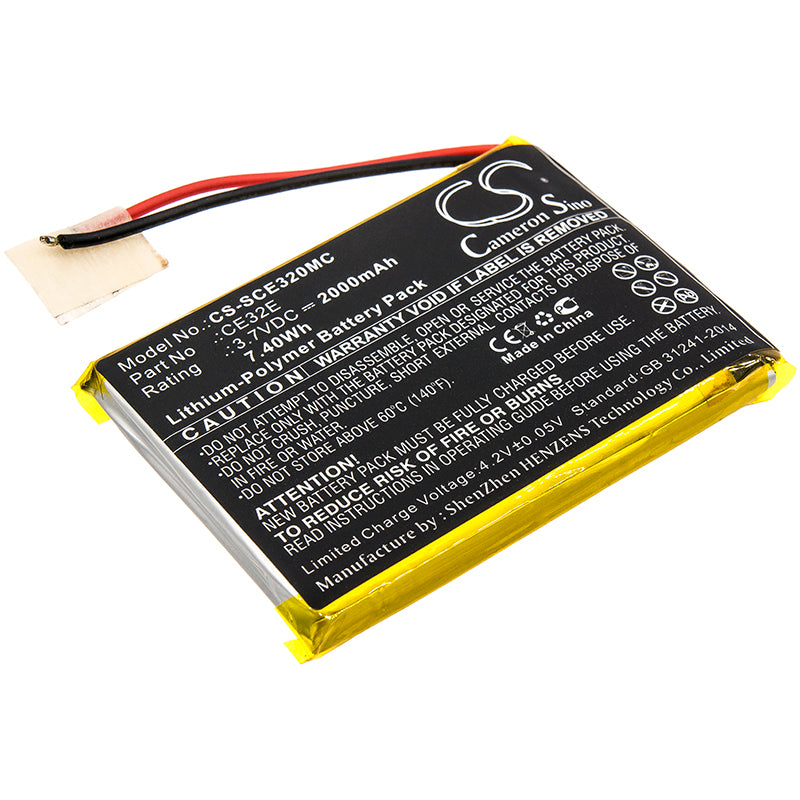 2000mAh Replacement Battery for Safety Vision Prima Facie SV-PRIMAFACE32E Body Camera, 3.7V, 7.4Wh, Long-Lasting Power
