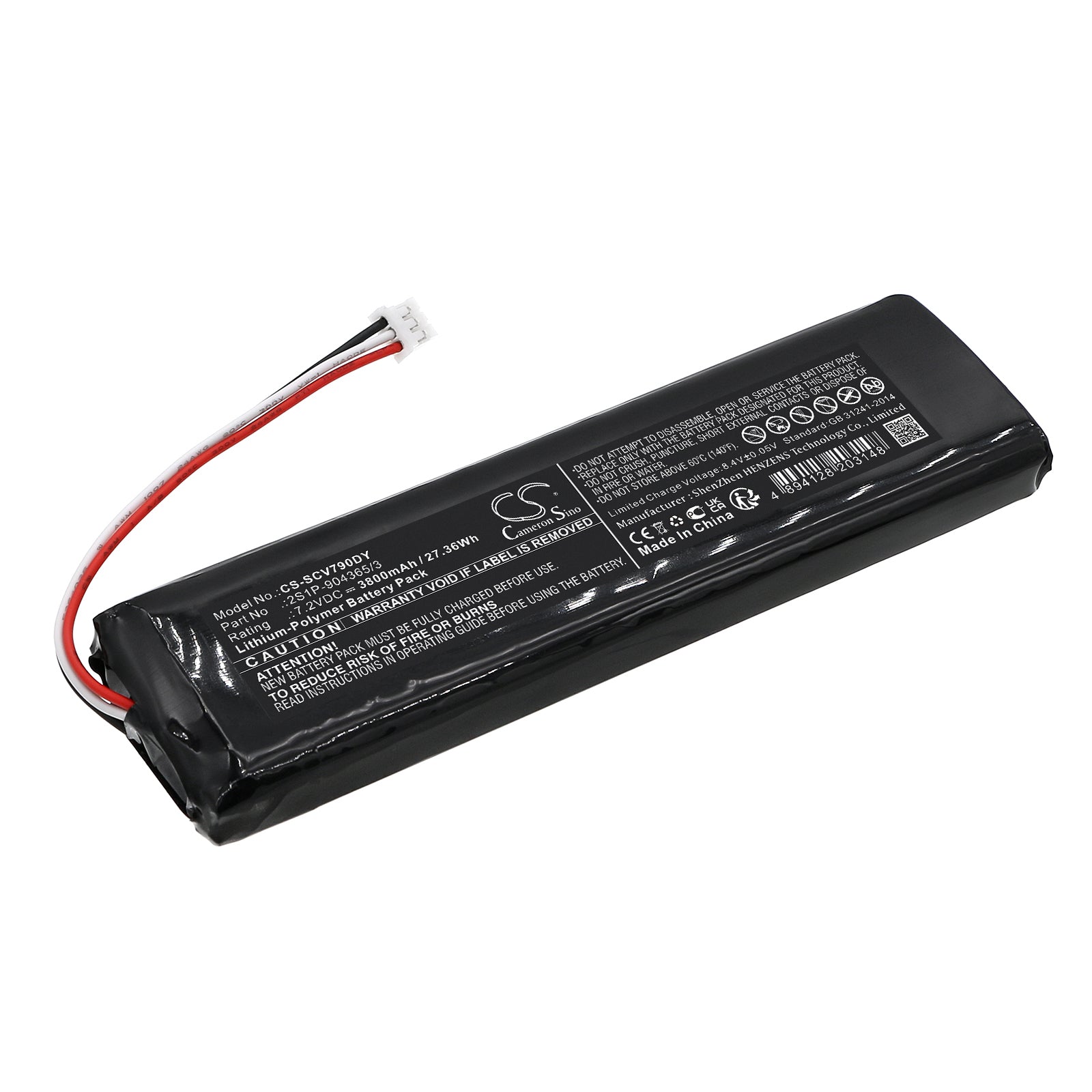 7.2V 3800mAh Li-Polymer Replacement Battery for Sencor SPV7903T Portable DVD Player - 27.36Wh
