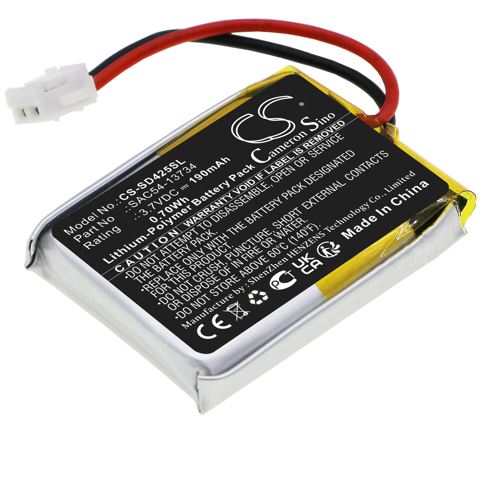 190mAh Battery - Sportdog FieldTrainer 425, SD-425 Series - 3.7V Li-Polymer Dog Collar Remote Transmitter Replacement
