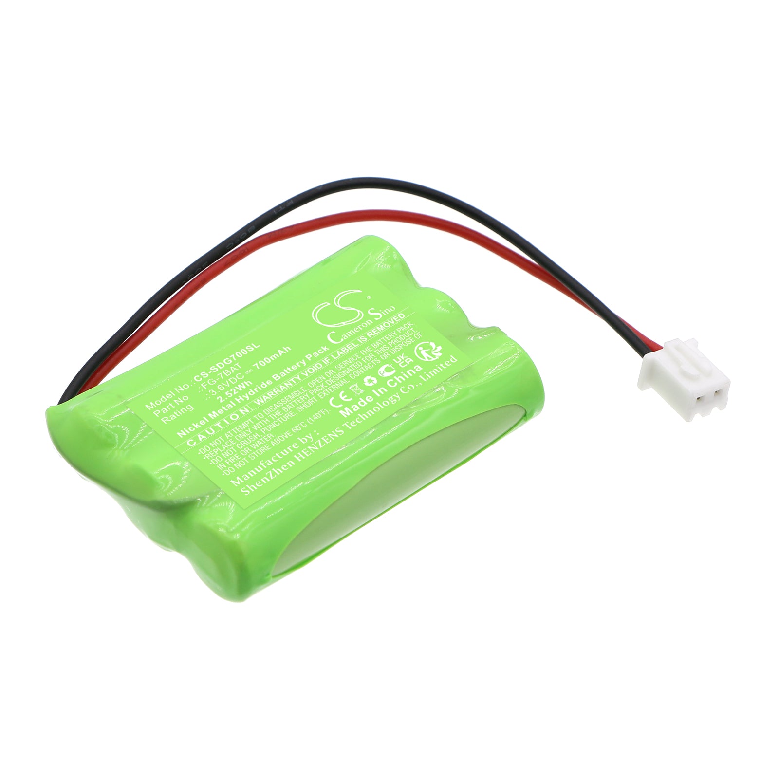 3.6V 700mAh Ni-MH Battery for Shimpo Force Gauges: FG-7000, FG-7000L, FG-7000T - Replacement FG-7BAT
