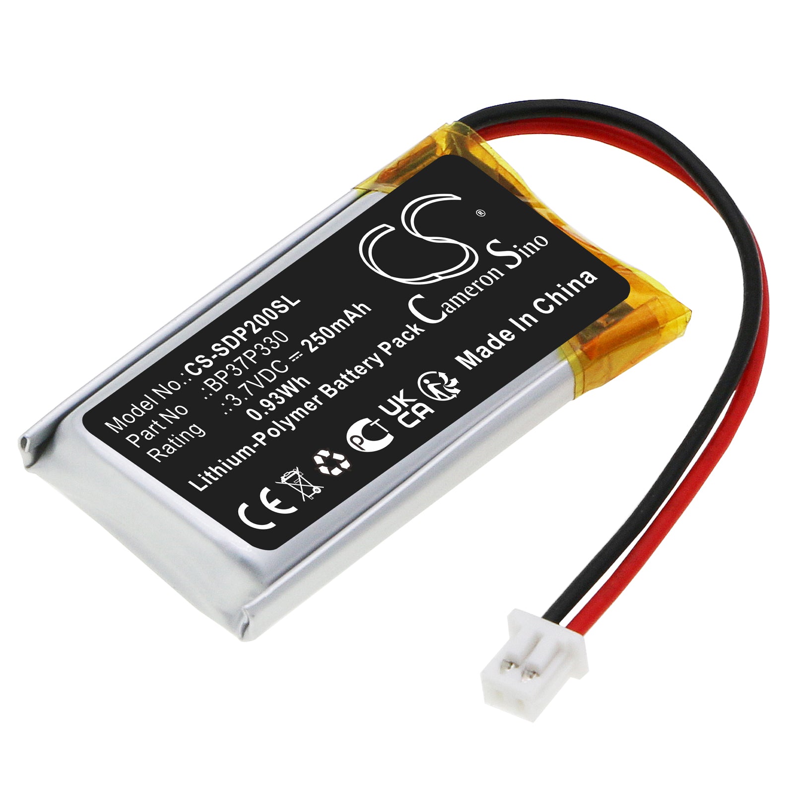 250mAh Li-Polymer Replacement Battery for Dogtra 200C Series Collars (3.7V, BP37P330 Compatible)
