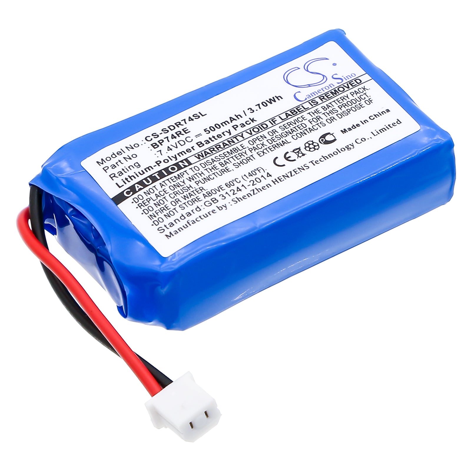 7.4V 500mAh Li-Polymer Battery for Dogtra EDGE, RX, RT Series Remote Training Collars & Receivers - BP74RE
