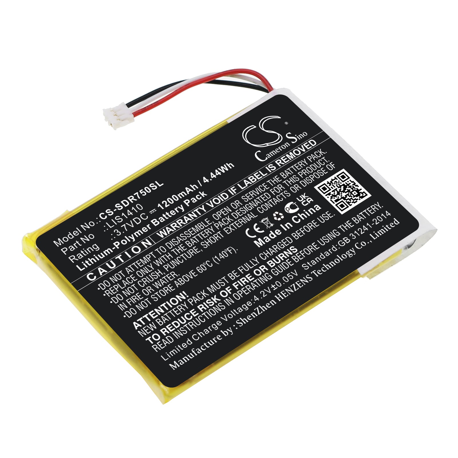 1200mAh Replacement Battery for Sony MDR-DS7500 Wireless Headphones - 3.7V Li-Polymer - LIS1410 Comp.
