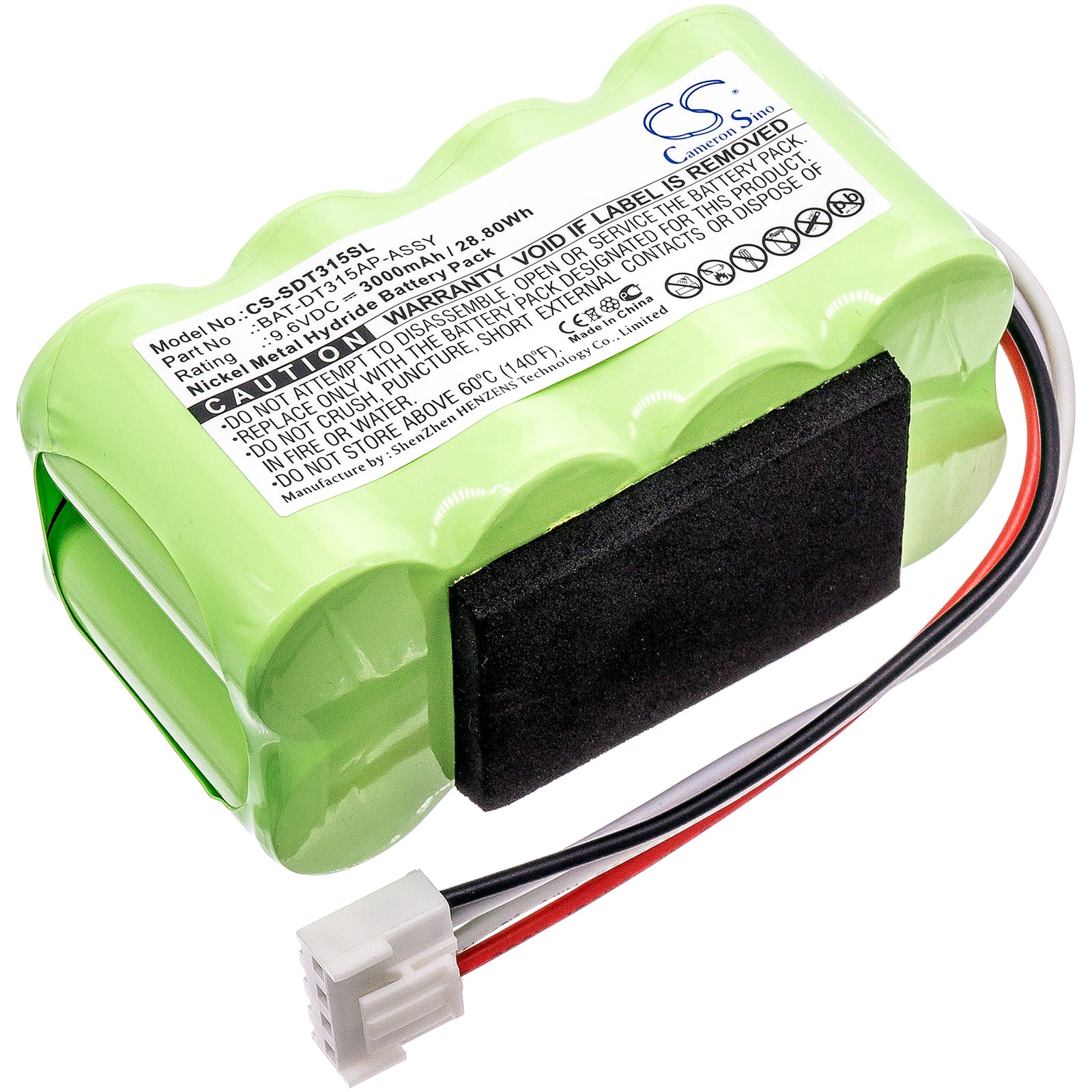 9.6V 3000mAh Ni-MH Replacement Battery for Shimpo DT-315A Stroboscope - High Capacity Test Equipment Power

