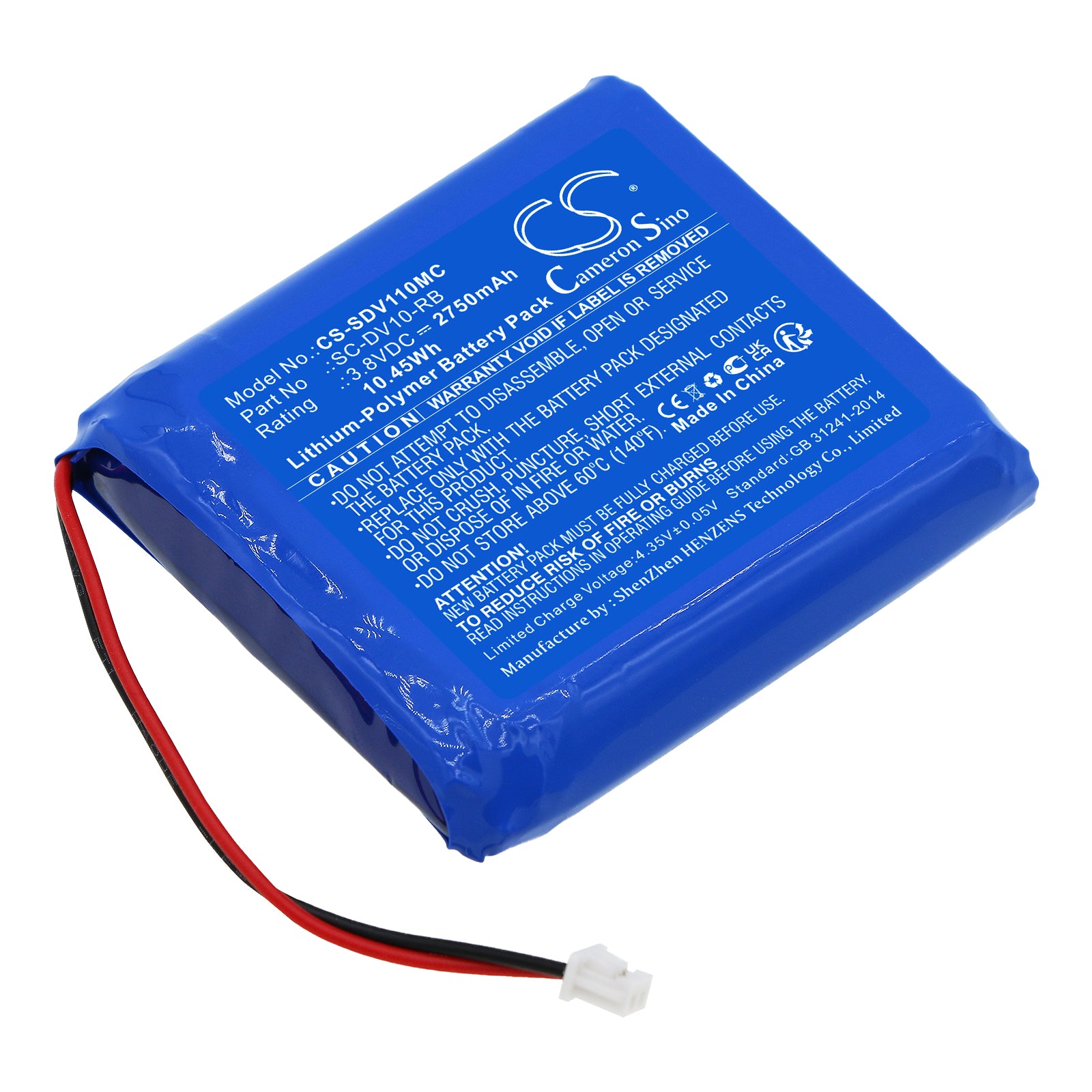 2750mAh Replacement Battery for PatrolEyes SC-DV10, PE-DV10-Pro, SC-DV7 & Pyle PRTPPBCM22BAT Body Cameras
