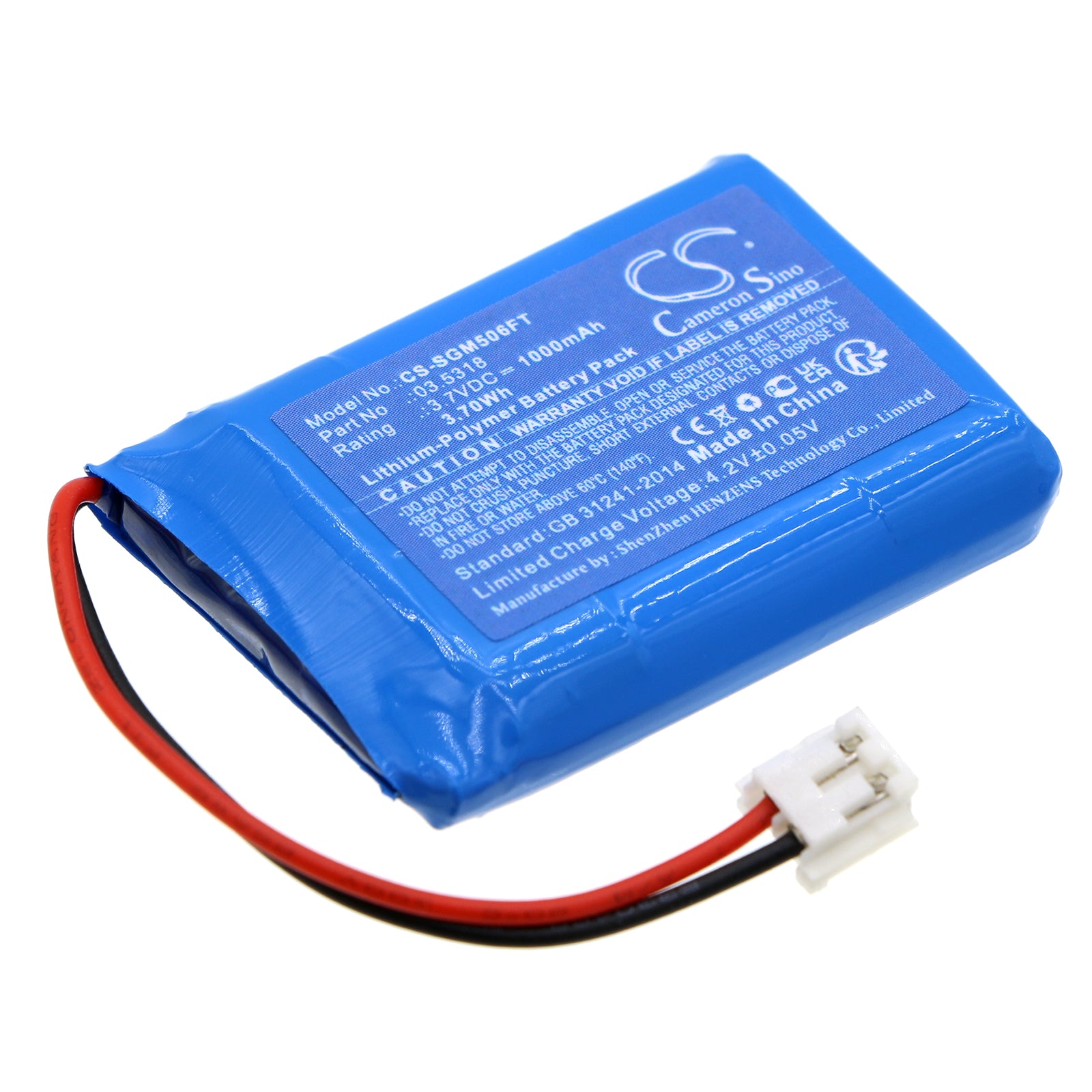 1000mAh 3.7V Li-Polymer Battery for SCANGRIP Miniform COB LED Flashlight 03.5060 (41.5x30x8.2mm Replacement)
