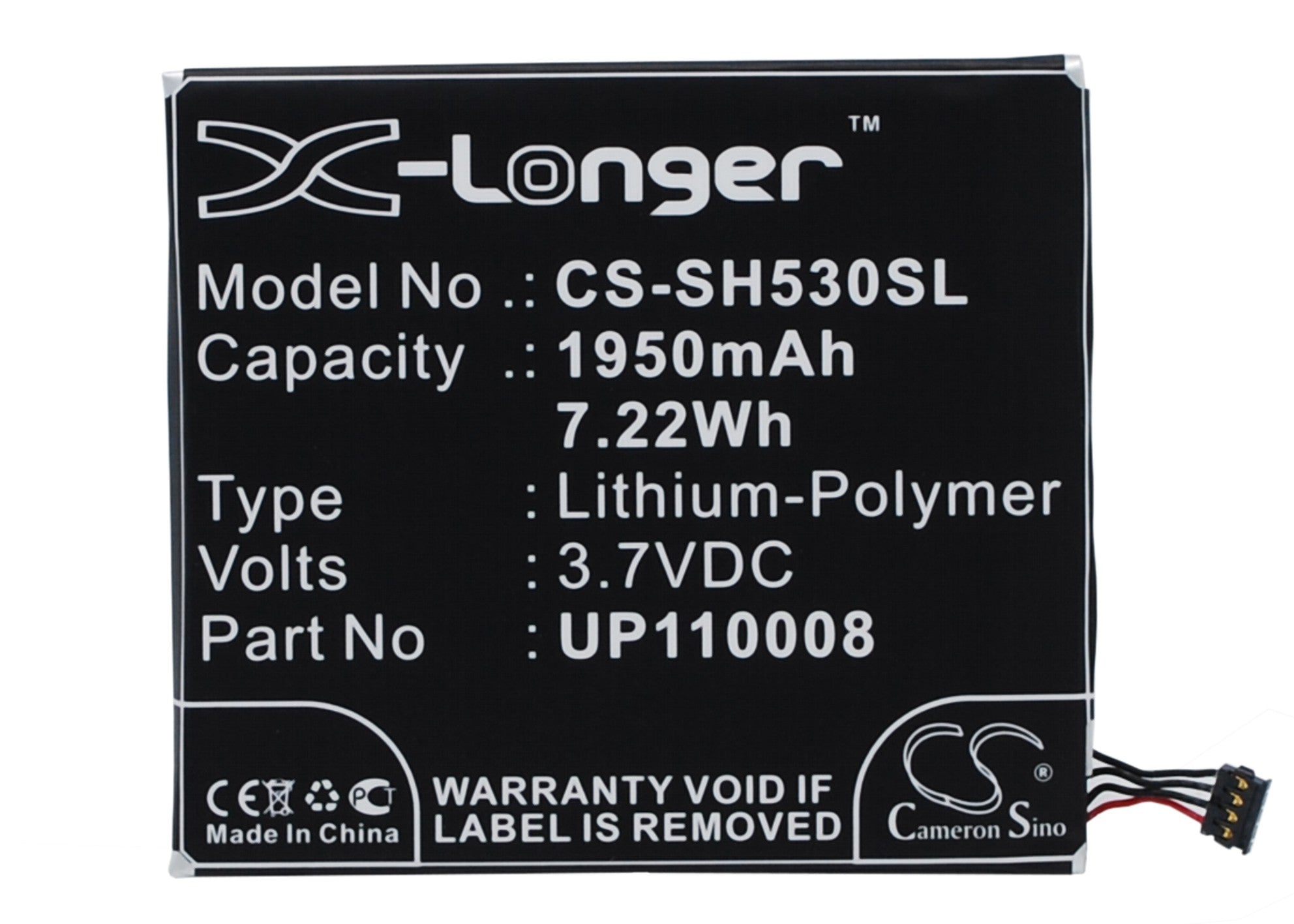 1950mAh Replacement Battery for Sharp SH530U - 3.7V Li-Polymer - Models UP110008 & AE5153600 - Phone Battery 
