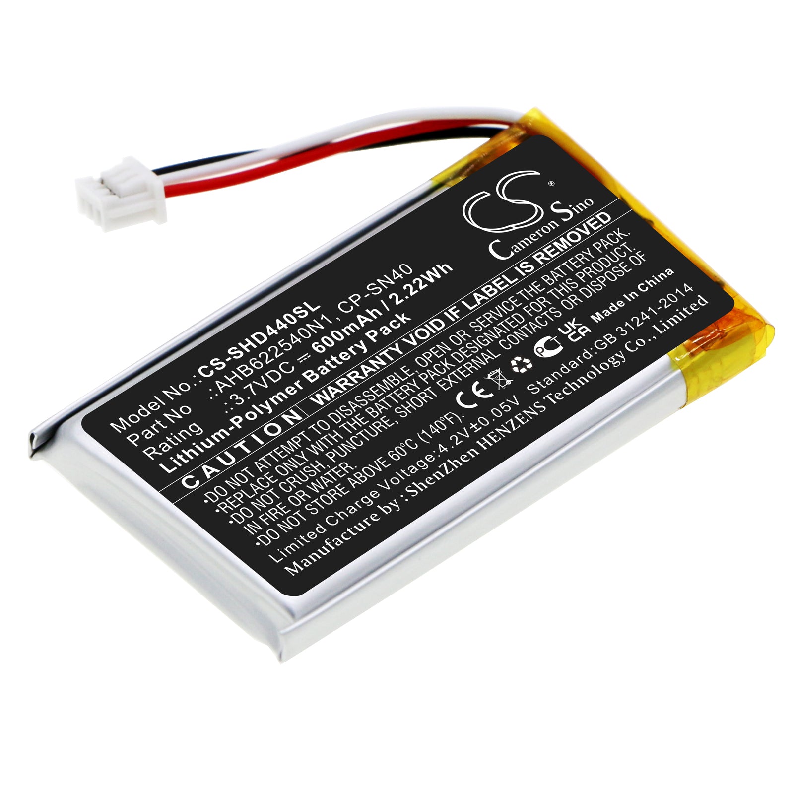 600mAh Replacement Battery for Sennheiser Headphones: HD 4.50BTNC, Momentum 2.0/3.0, Urbanite XL, HD 4.40 BT - 3.7V Li-Polymer Battery Pack
