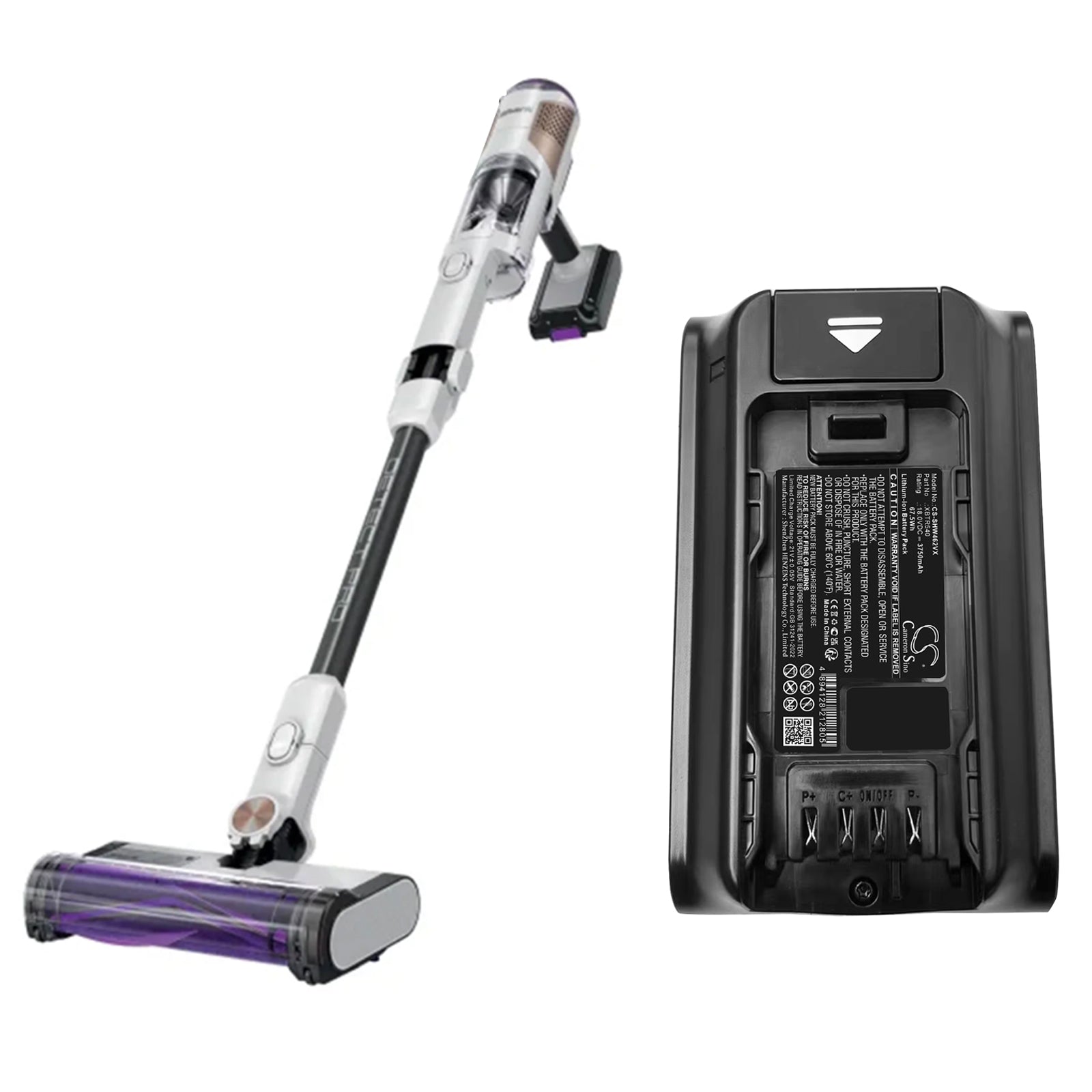 18V 3750mAh Lithium-ion Replacement Battery for Shark IW4625, IW4624, XBTR540 Cordless Vacuums - Extended Run Time
