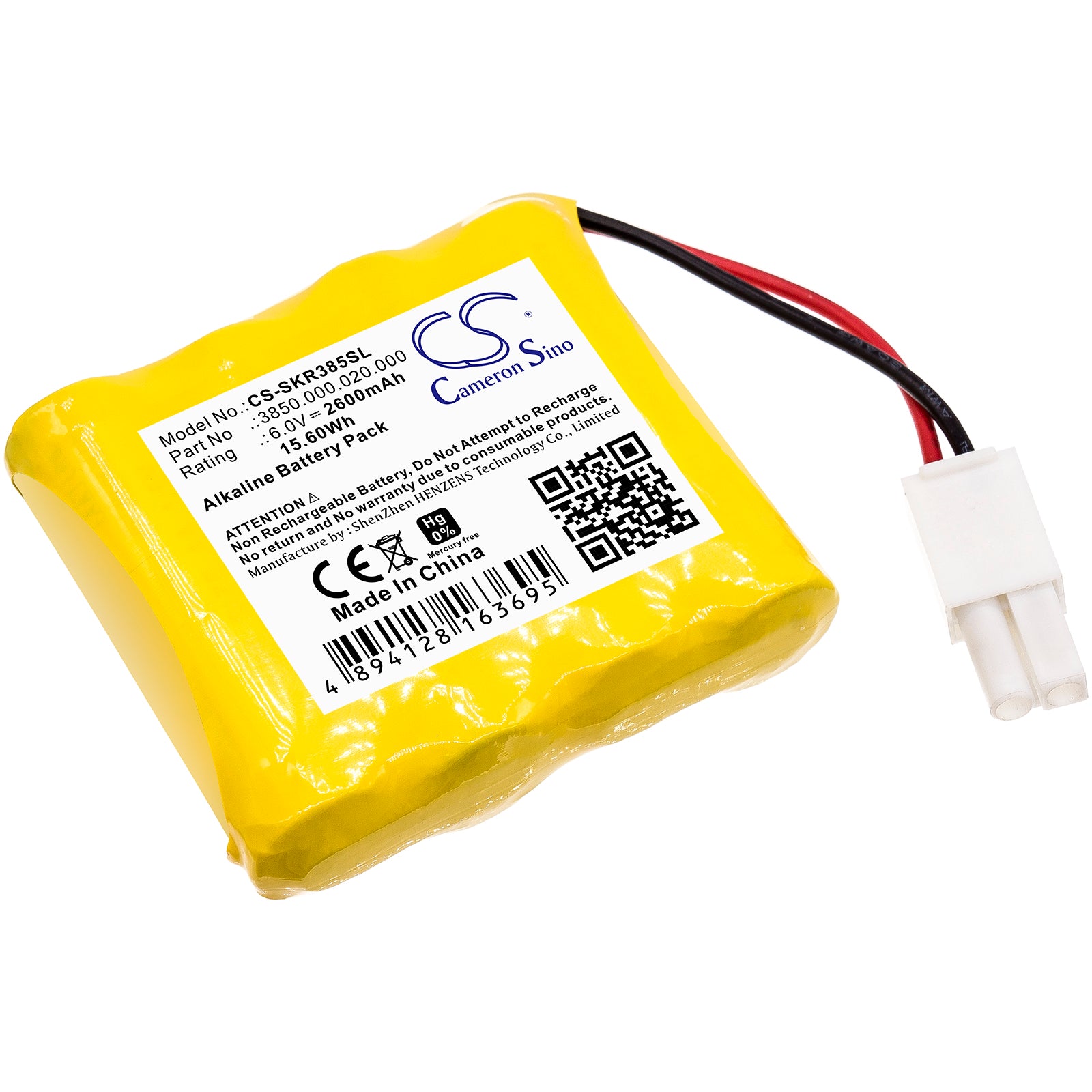 6V 2600mAh Replacement Battery - SAFE-O-KIEFER 3850.000.020.000, Safe-O-Pin & Coin Lock Alkaline - 56.7x52.5x15.1mm
