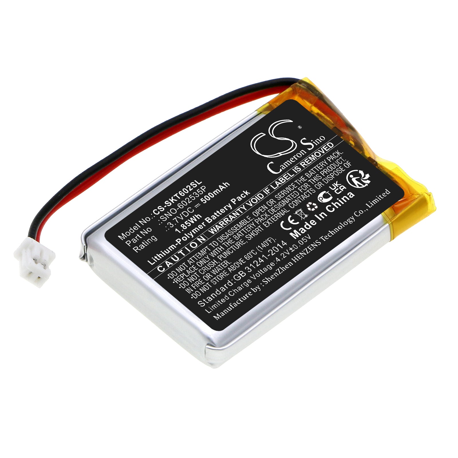 500mAh 3.7V Li-Polymer Replacement Battery for SkyBell Trim Plus WiFi Video Doorbell Camera
