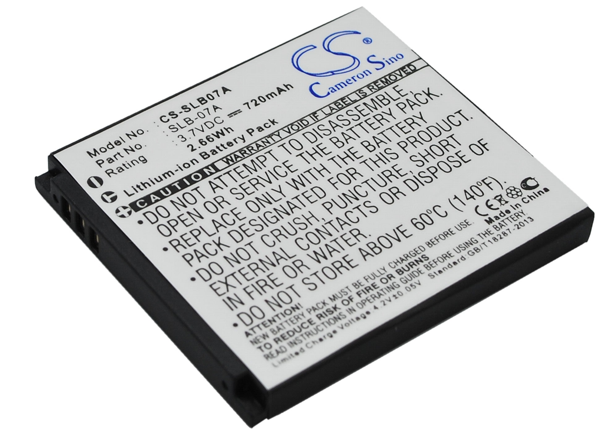 720mAh 3.7V Li-ion Replacement Battery for Samsung ST50, ST550, TL100, TL210 Digital Cameras
