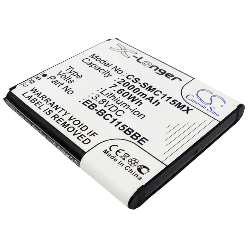 Galaxy S5 Zoom/K Zoom Replacement Battery - 2000mAh, 3.8V Li-ion - SM-C111/C115, EB-BC115BBC/BBE
