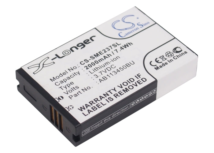 2000mAh Replacement Battery for Samsung GT-E2370 Solid Xcover - 3.7V Li-ion - AB113450BU Compatible - Extended Life Power
