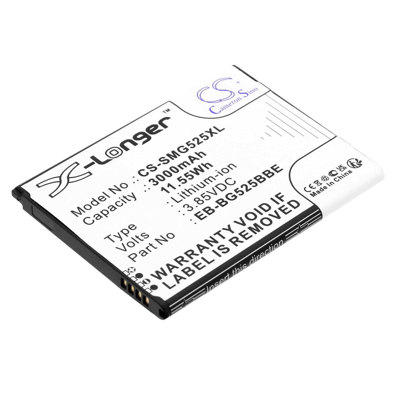 Galaxy XCover 5 Battery: Genuine EB-BG525BBE, NFC, 3000mAh Li-ion Replacement - SM-G525F/N, 70.5x54.5x5.2mm
