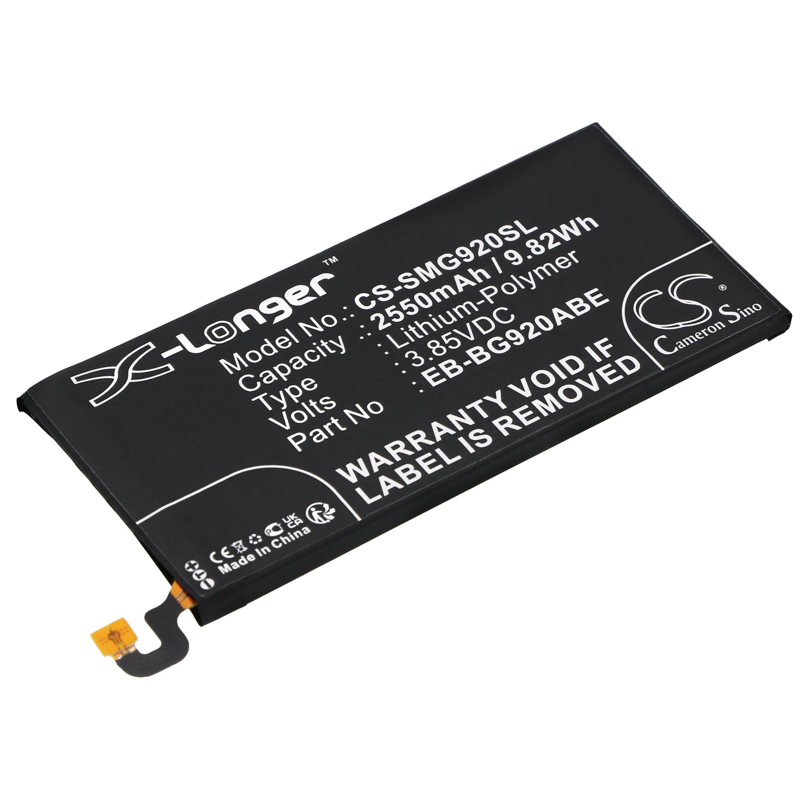 2550mAh Replacement Battery for Samsung Galaxy S6 (SM-G920F, G920A, G920) - Li-Polymer 3.85V - Phone Repair, Replacement
