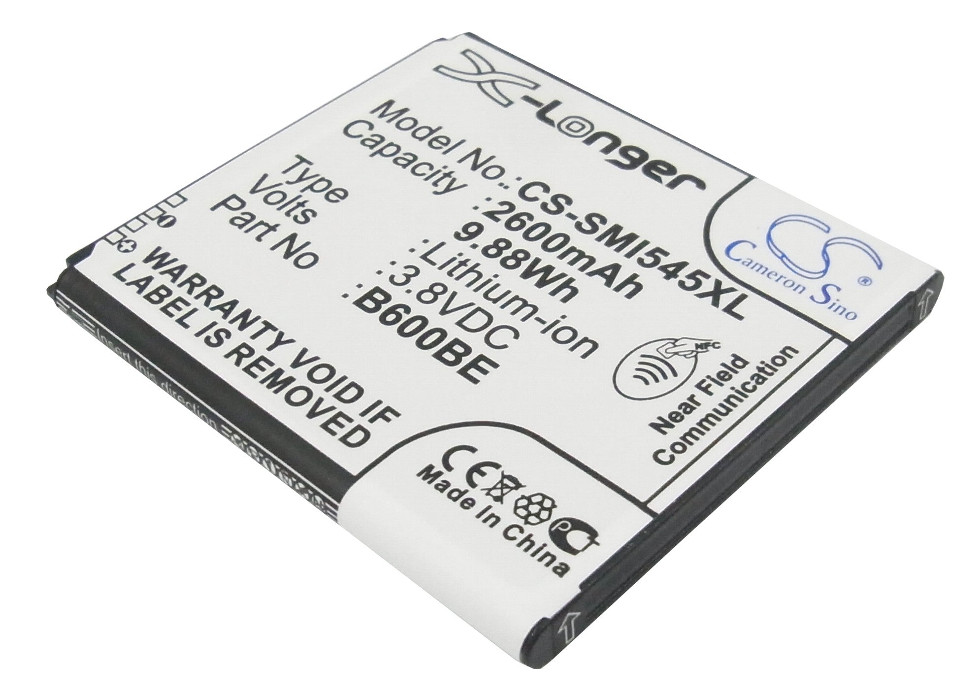 Samsung Galaxy S4 Battery Replacement - 2600mAh Li-ion 3.8V - GT-I9500/5, SPH-L720, SCH-I545 - High Capacity Cell Phone Battery
