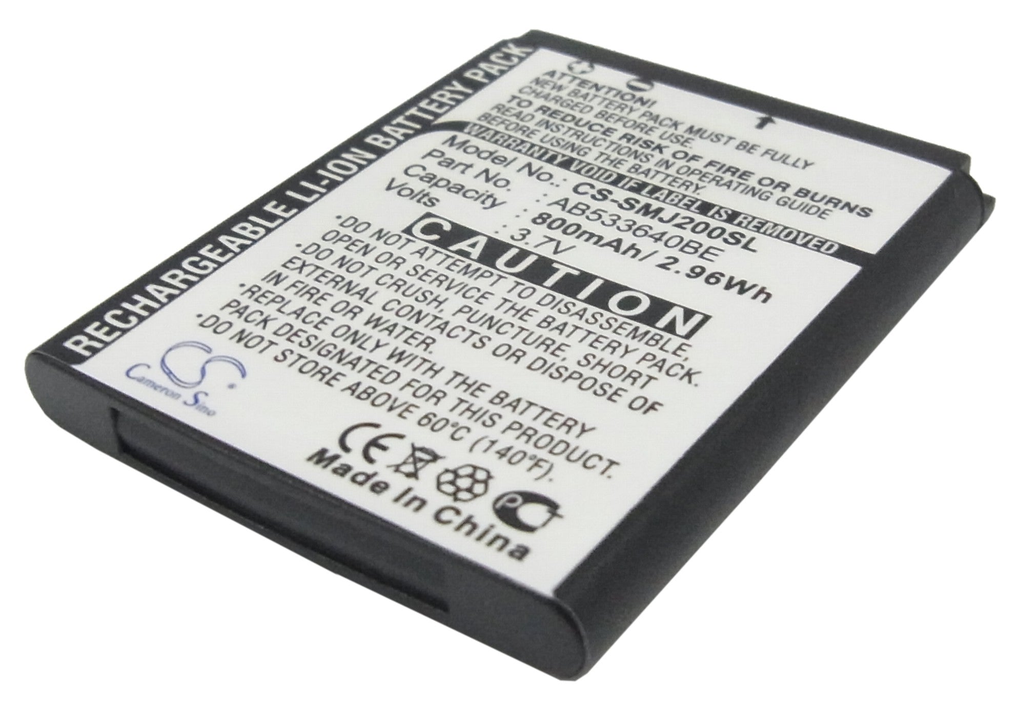 Samsung SGH-J200 Mobile Battery Replacement - 800mAh, 3.7V Li-ion, AB533640BE - Smartphone Compatible

