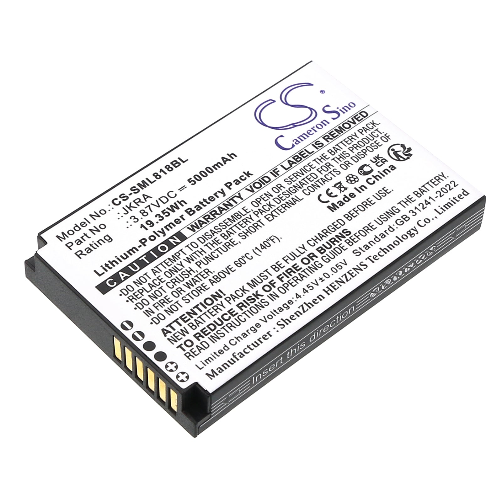5000mAh Replacement Battery for Sunmi L2KS T8A10 Payment Terminal - Geenk G3 Compatible 3.87V Li-Polymer
