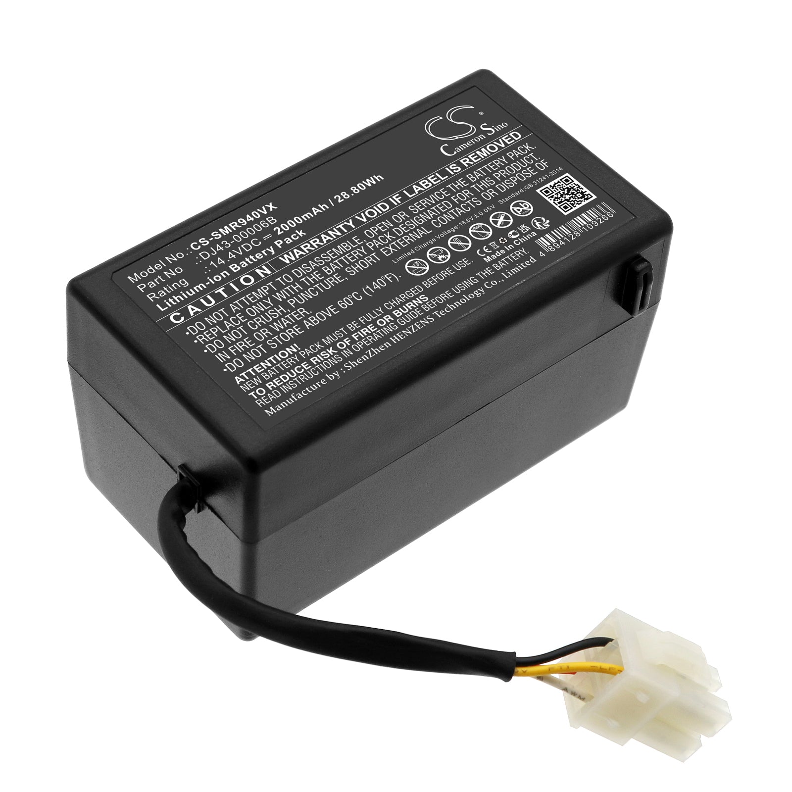 2000mAh 14.4V Li-ion Replacement Battery for Samsung NaviBot Robotic Vacuum - SR8940, VR10F71, VCR8980 & More
