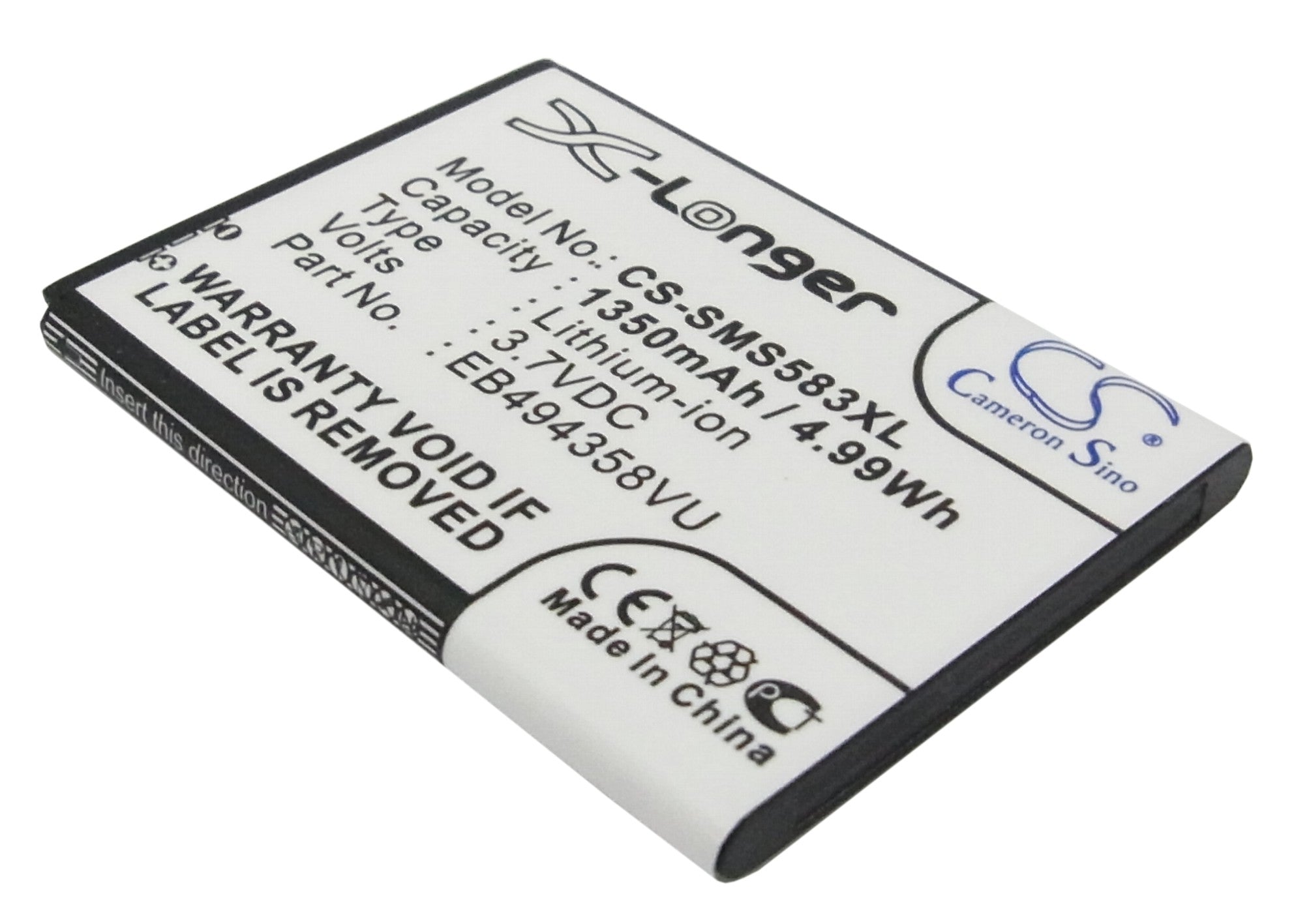1350mAh Replacement Battery for Samsung Galaxy Ace Gio Mini Pro EB494358VU - 3.7V 5.0Wh Li-ion

