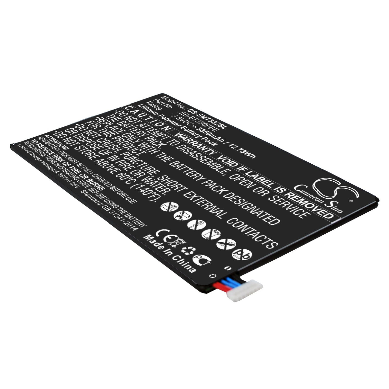 3350mAh Galaxy Tab 4 8.0 Replacement Battery (SM-T330, SM-T331, SM-T335) - 3.8V Li-Polymer Battery
