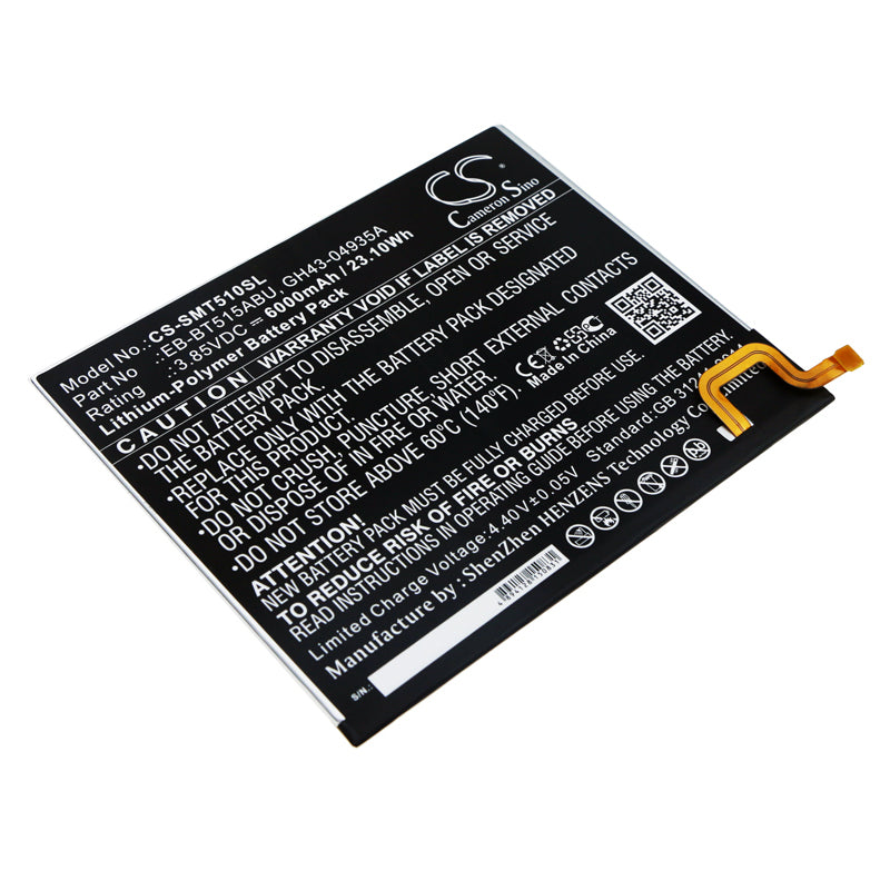 6000mAh Tablet Battery Replacement for Galaxy Tab A 10.1 (2019) SM-T510, SM-T515, SM-T517 - EB-BT515ABU
