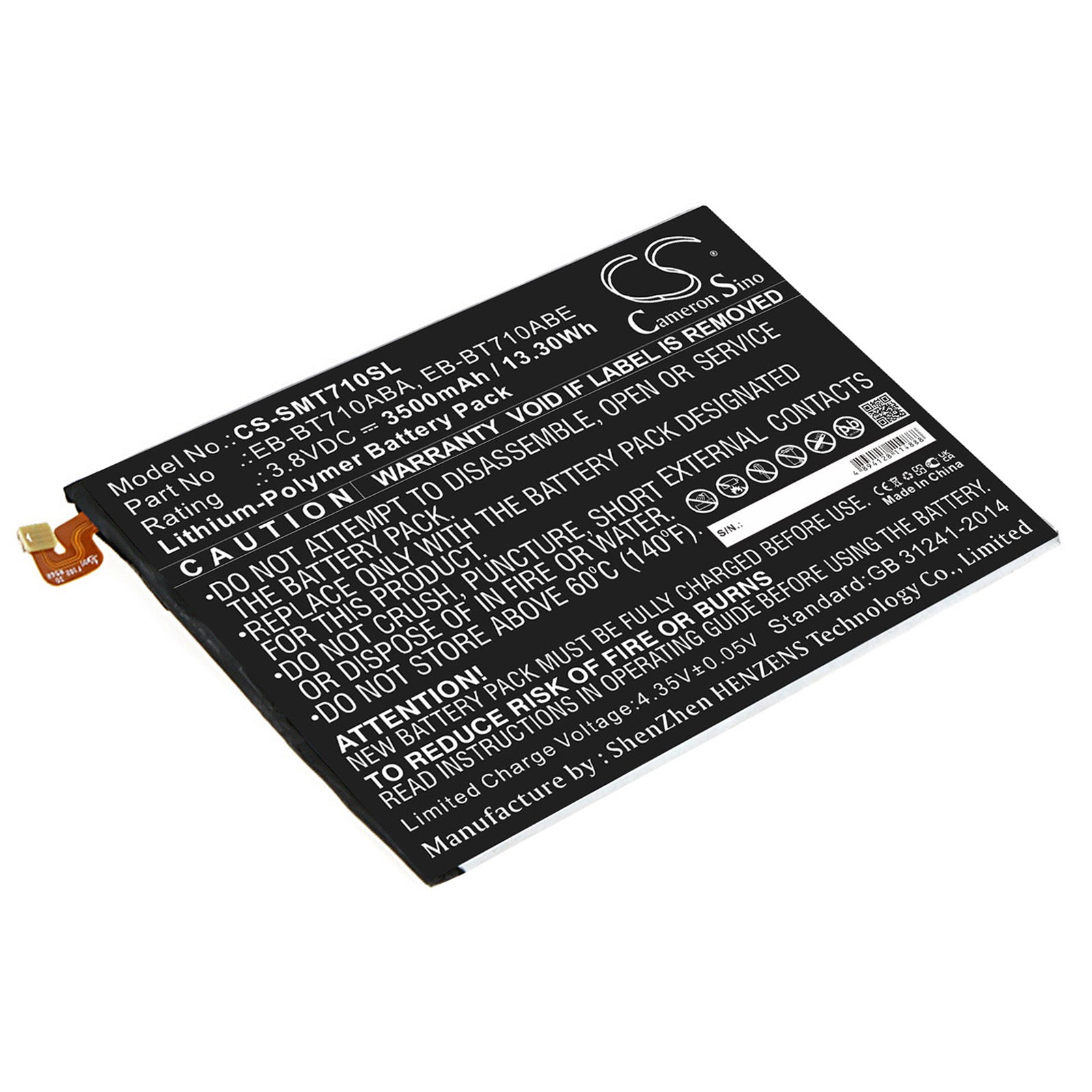 3500mAh Replacement Battery for Galaxy Tab S2 8.0 (SM-T710, SM-T715) - 3.8V Li-Polymer Tablet Battery
