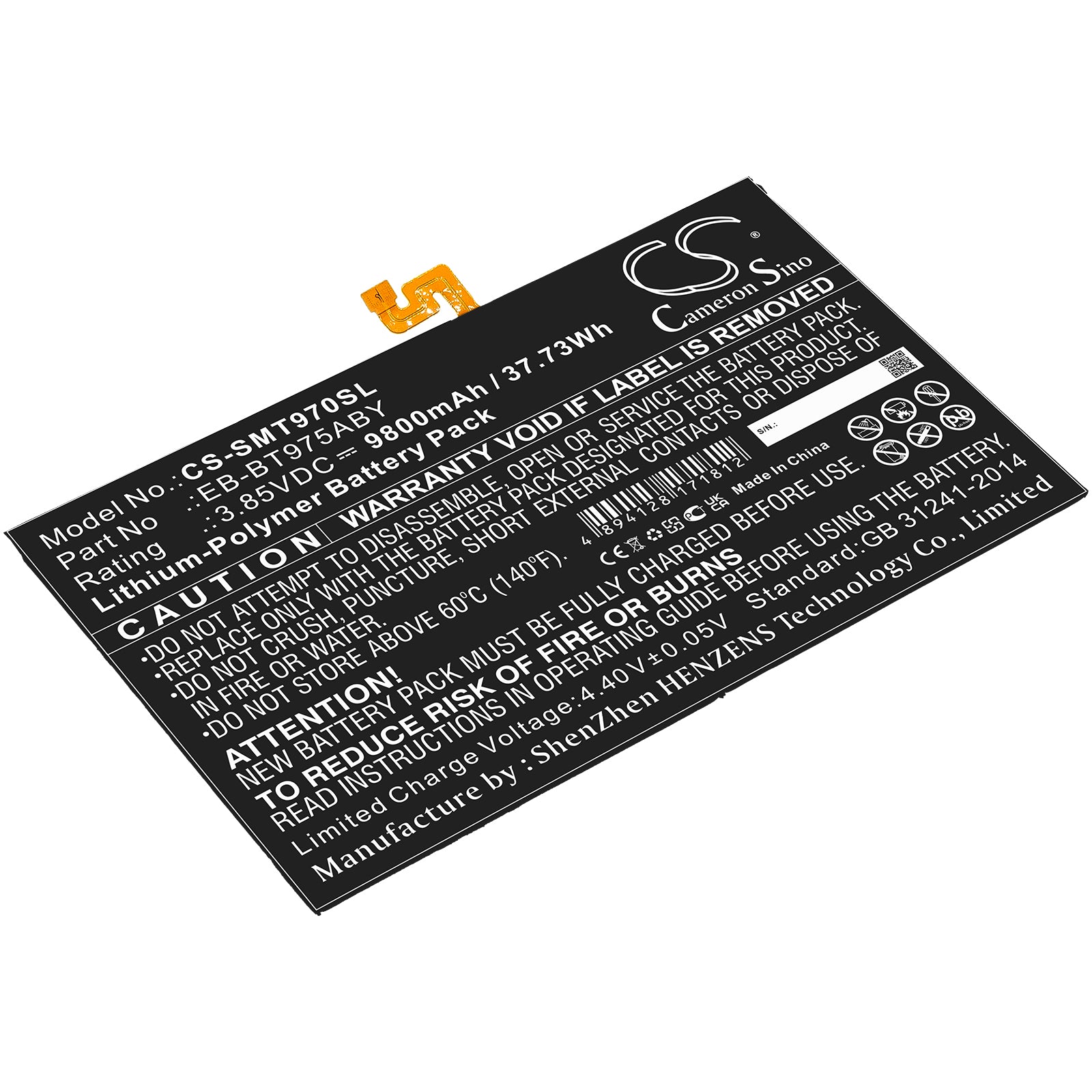 37.73Wh 9800mAh Replacement Battery for Galaxy Tab S7+/S7 FE 5G 12.4" (SM-T970, T738U) - Tablet Repair Component
