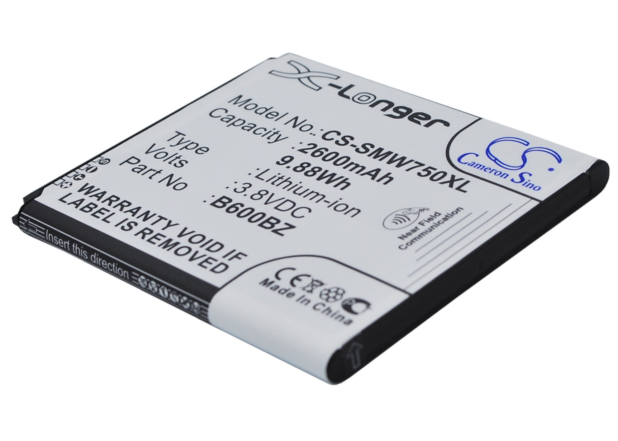 Samsung Ativ SE Battery - 2600mAh Replacement for SM-W750V, Verizon Huron Mobile - 3.8V Li-ion 
