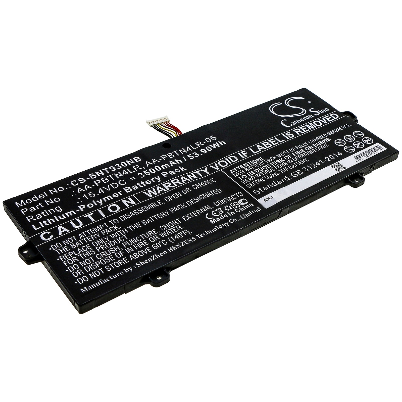 53.9Wh 3500mAh Laptop Battery - Samsung NT930SBE Series & NP940X5M, 15.4V Li-Polymer, Replacement
