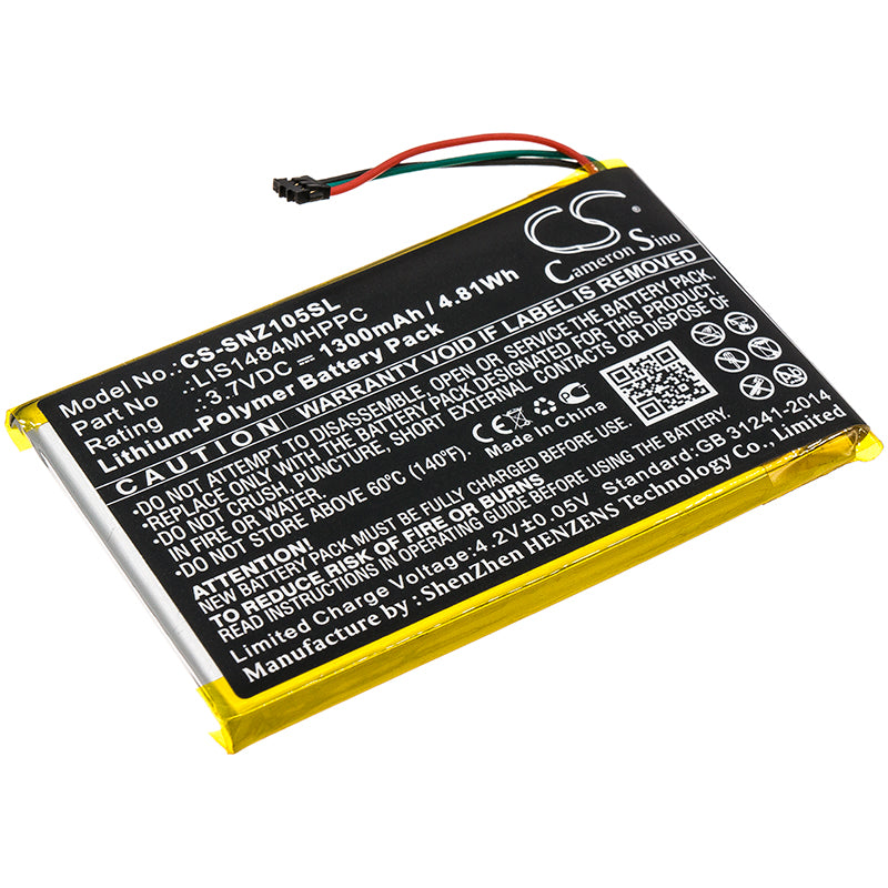 1300mAh 3.7V Li-Polymer Replacement Battery for Sony NWZ-Z1050, Z1060, Z1070, Z1050N Media Players
