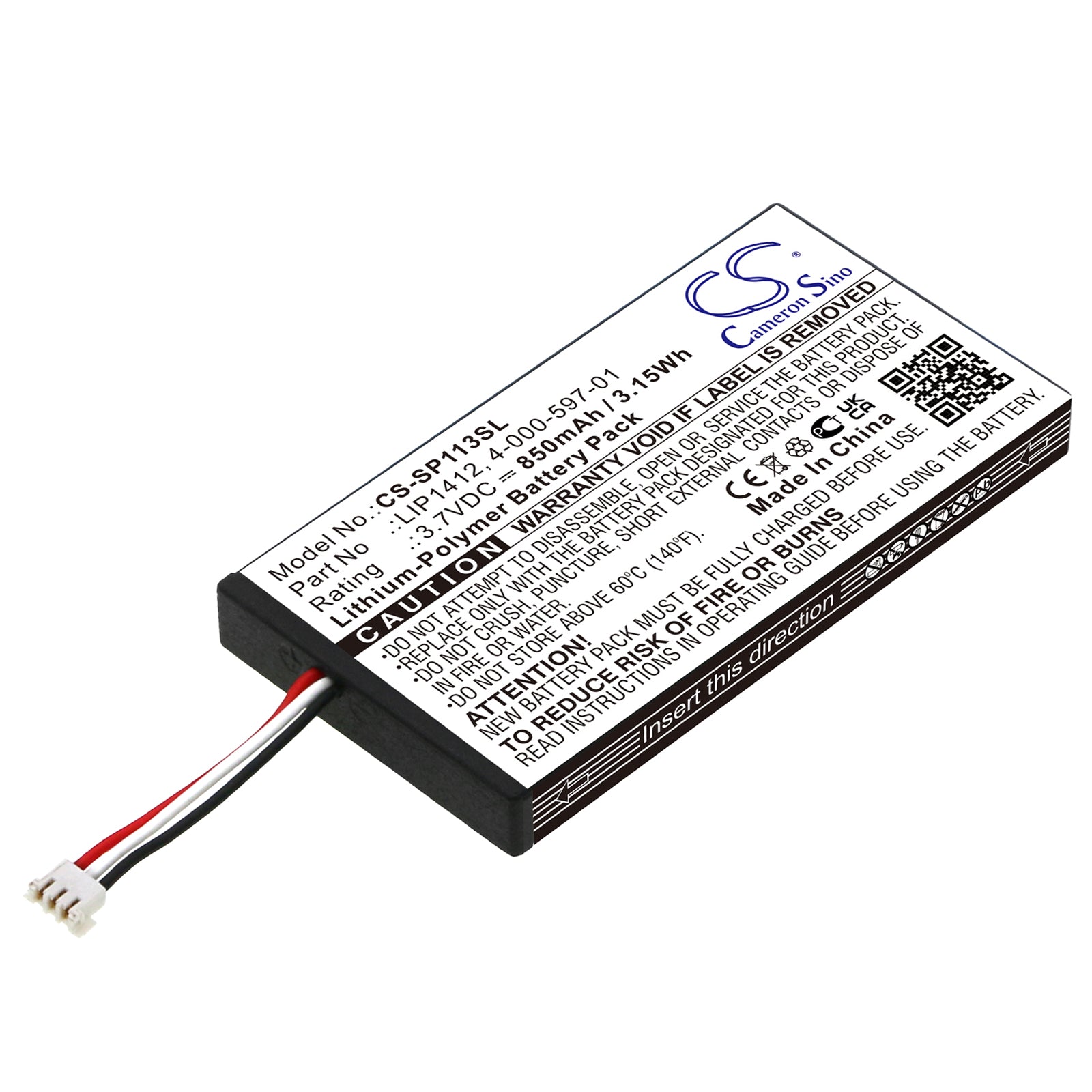 850mAh Replacement Battery for Sony PSP GO: PSP-NA1006 & PSP-N100 Models, 3.7V 3.15Wh Li-Polymer, Game Console Power
