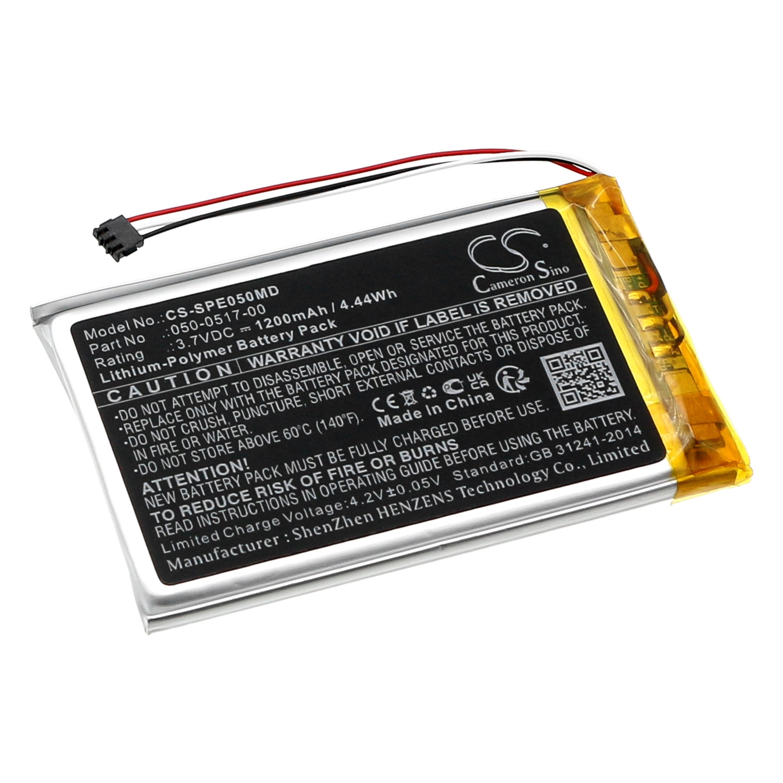 Spacelabs EVO/EVO 4 Monitor Battery Replacement - Li-Polymer 3.7V 1200mAh, 4.44Wh - 050-0517-00, 146-0140-00
