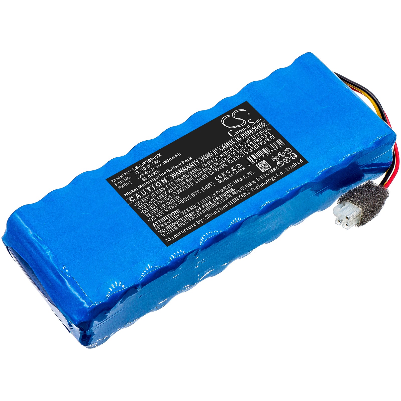 26.4V 3600mAh Ni-MH Replacement Battery for Samsung VC-RS60, VC-RS60H, VC-RS62 Robot Vacuum - High Capacity Power
