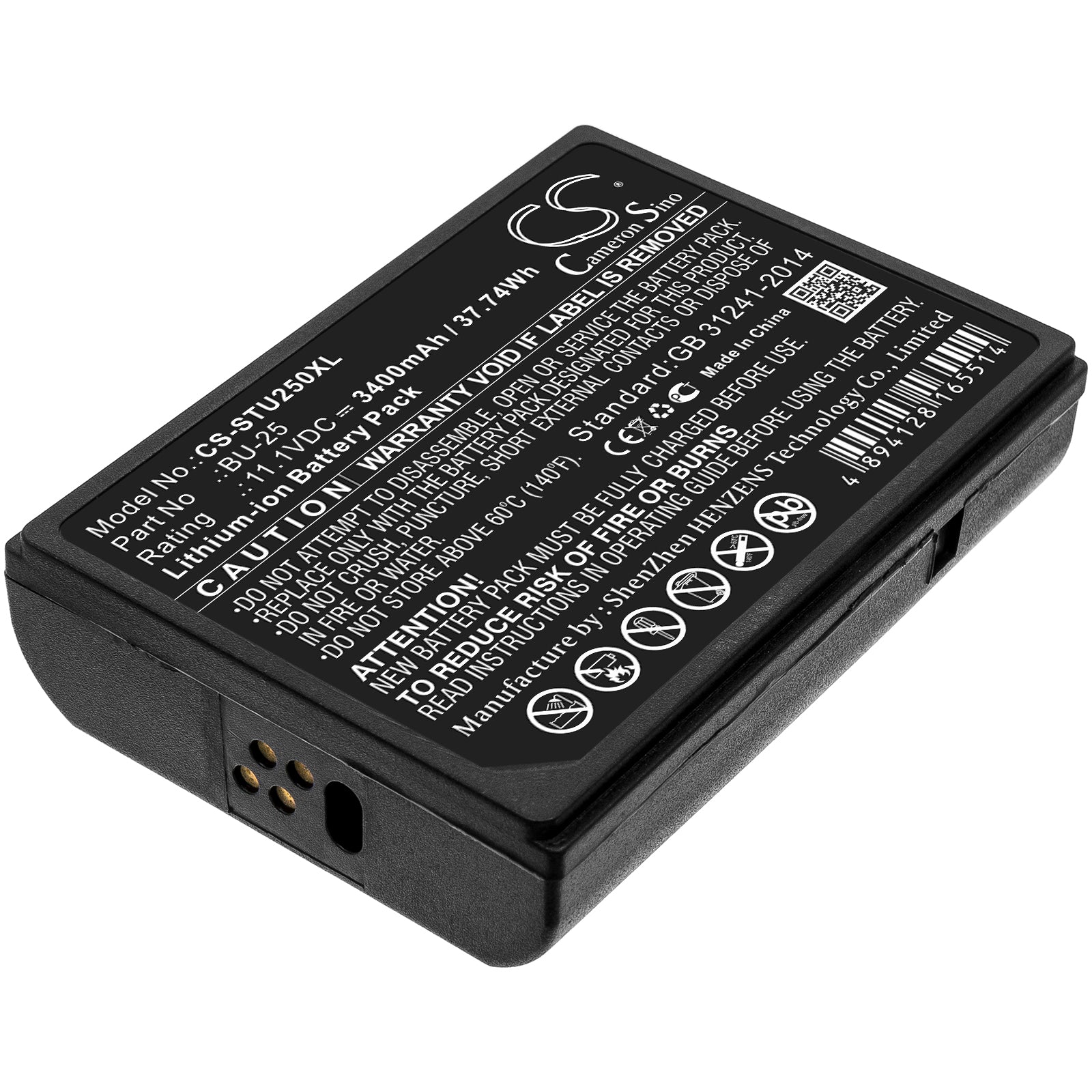 3400mAh Battery for Sumitomo Fusion Splicer Type-25/25e, BU25, 11.1V 37.74Wh - Premium Li-ion Replacement
