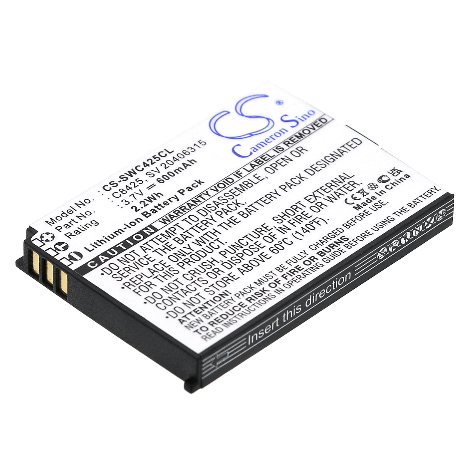 Swissvoice eSense Cordless Phone Battery - 600mAh, 3.7V Li-ion Replacement (C8425, SV 20406288, SV 20406315)
