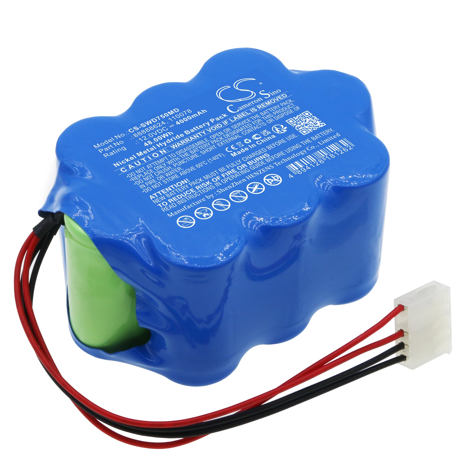 12V 4000mAh Ni-MH Replacement Battery for Simonson-Wheel DMS730 & 750 Defibrillators (102x70x50.5mm)
