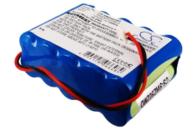12V 1600mAh Ni-MH Replacement Battery for Smiths WZ50C2 & WZ50S Medical Infusion Pumps (72x50x29mm)
