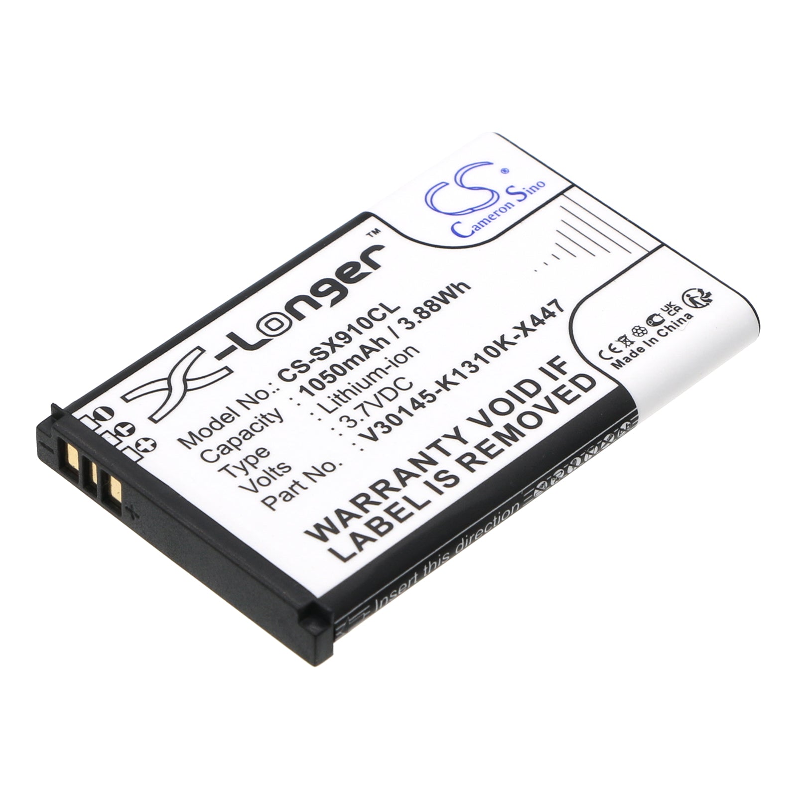 1050mAh Li-ion Battery for Siemens Gigaset SL910/SL910H Cordless Phone - 3.7V, 3.89Wh Replacement
