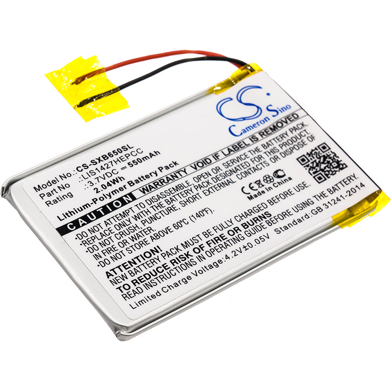 550mAh Replacement Battery for Sony MDR-XB950BT Headphones & NWZ-E464 Walkman - 3.7V Li-Polymer
