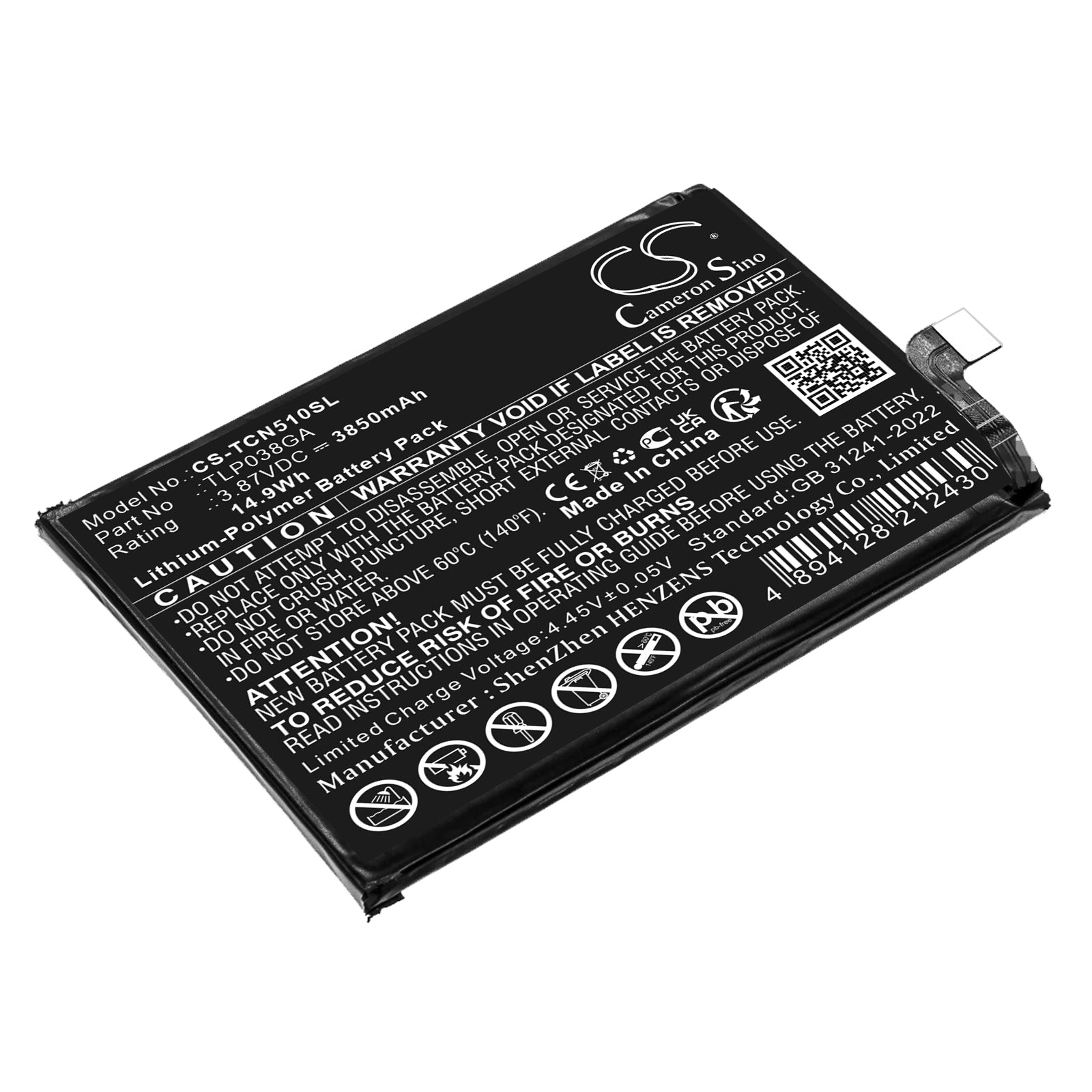 TCL 50 LE T510SP Replacement Battery: 3850mAh Li-Polymer - Smartphone Battery (TLP038GA Compatible)
