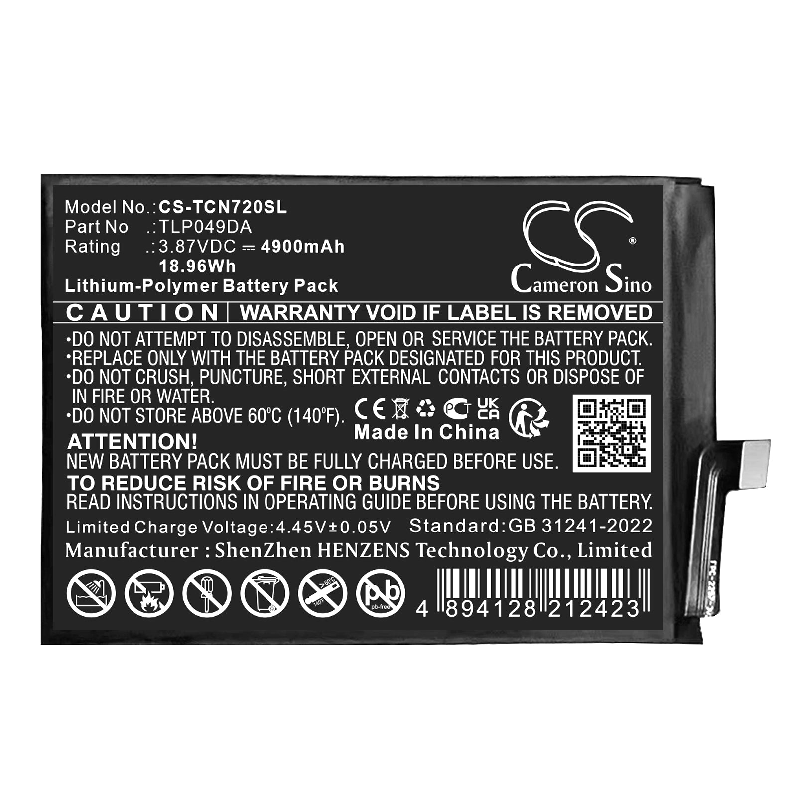 TCL 50 Pro / NXTPAPER 5G Battery Replacement (T702W, TLP049DA) - 4900mAh Li-Polymer - 3.87V, 18.96Wh - Phone Repair Part
