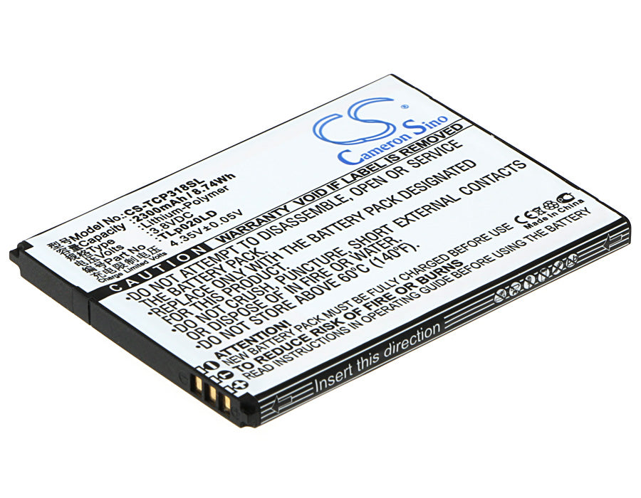 2300mAh Replacement Battery for TCL P308L, P318L, P307L, P589L, P606L - 3.8V Li-Polymer Smartphone Battery
