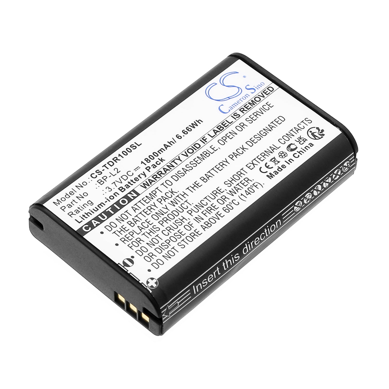 1800mAh Replacement Battery for Tascam DR-1 & GT-R1 Recorders - 3.7V 6.6Wh Li-ion - BP-L2 Compatible
