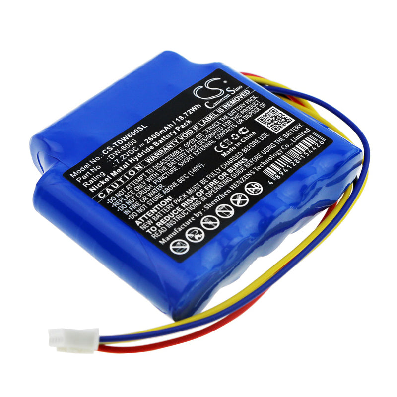 7.2V 2600mAh Ni-MH Battery for Tosight DW-6000/DWK-6000 Survey Equipment - High Capacity Replacement (71.9x65.76x17.14mm)
