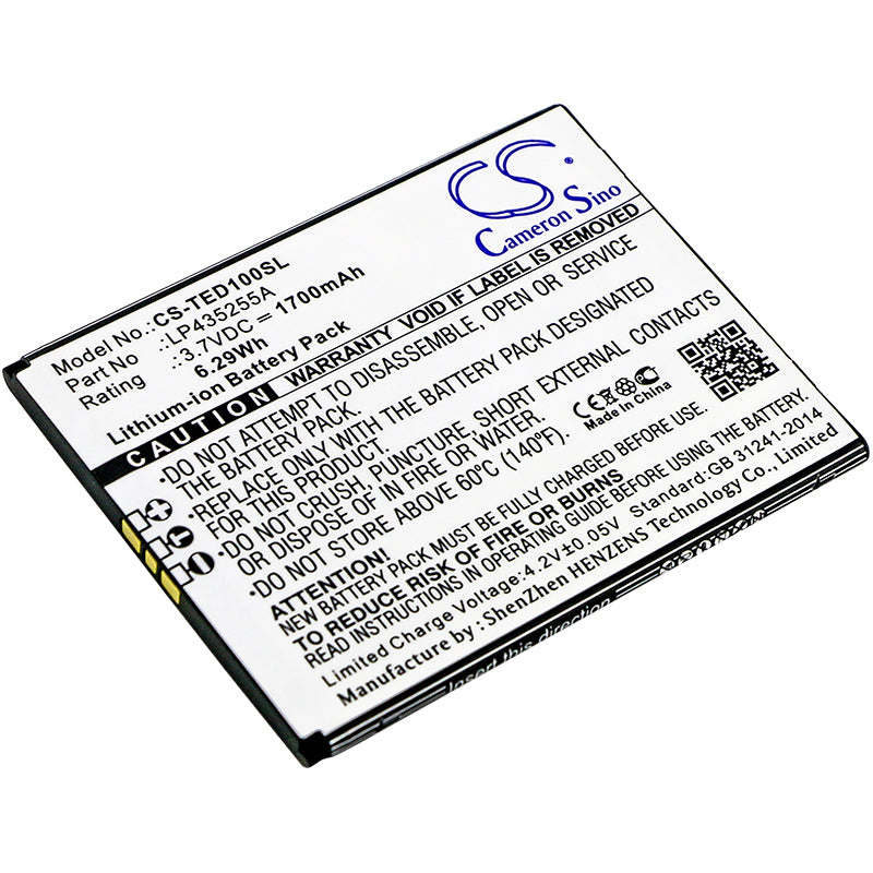 TELEFUNKEN Selfie TS1 Smartphone Battery Replacement - 1700mAh, 3.7V Li-ion, LP435255A, Extended Life
