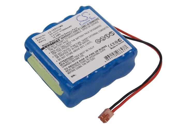 9.6V 2000mAh Ni-MH Replacement Battery for Terumo Syringe Pumps: TE-331, TE-312, TE-332 Series
